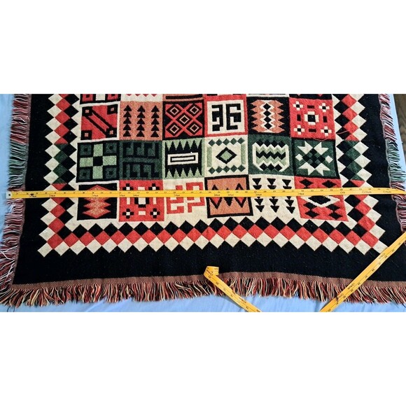 VTG Crown Crafts Throw Blanket Southwestern Geometric Quilt Block 42x56” - Picture 5 of 9